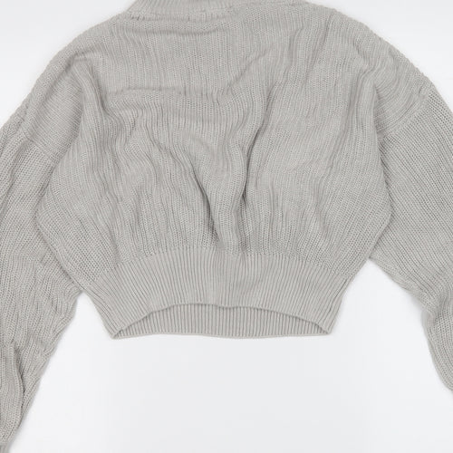 Nakd Womens Grey Mock Neck  Acrylic Pullover Jumper Size S