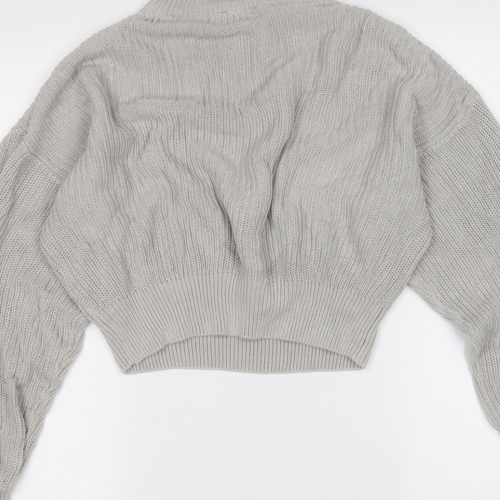 Nakd Womens Grey Mock Neck  Acrylic Pullover Jumper Size S