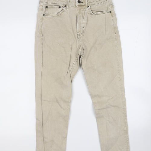 Topshop Womens Beige  Cotton Straight Jeans Size 30 L23 in Regular