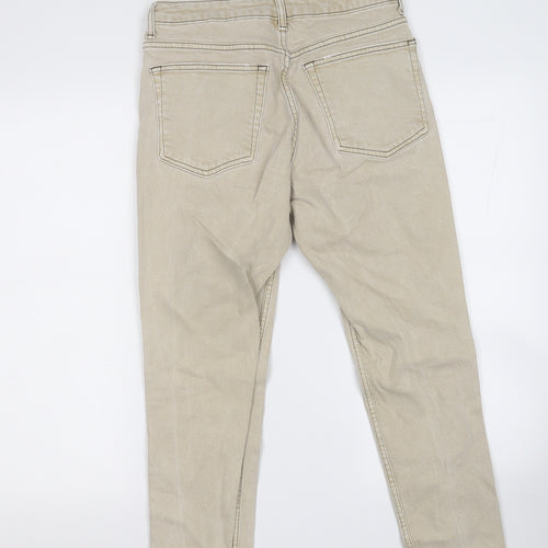 Topshop Womens Beige  Cotton Straight Jeans Size 30 L23 in Regular