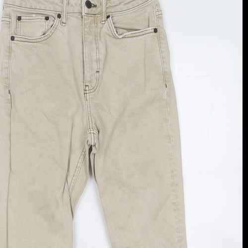 Topshop Womens Beige  Cotton Straight Jeans Size 30 L23 in Regular