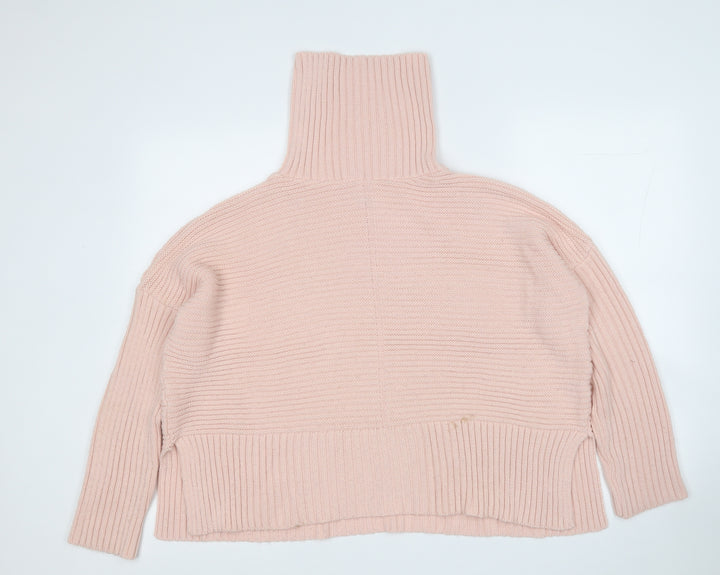 Miss Selfridge Womens Pink Roll Neck Acrylic Pullover Jumper Size 10