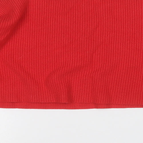 Bershka Womens Red Round Neck  Viscose Pullover Jumper Size S