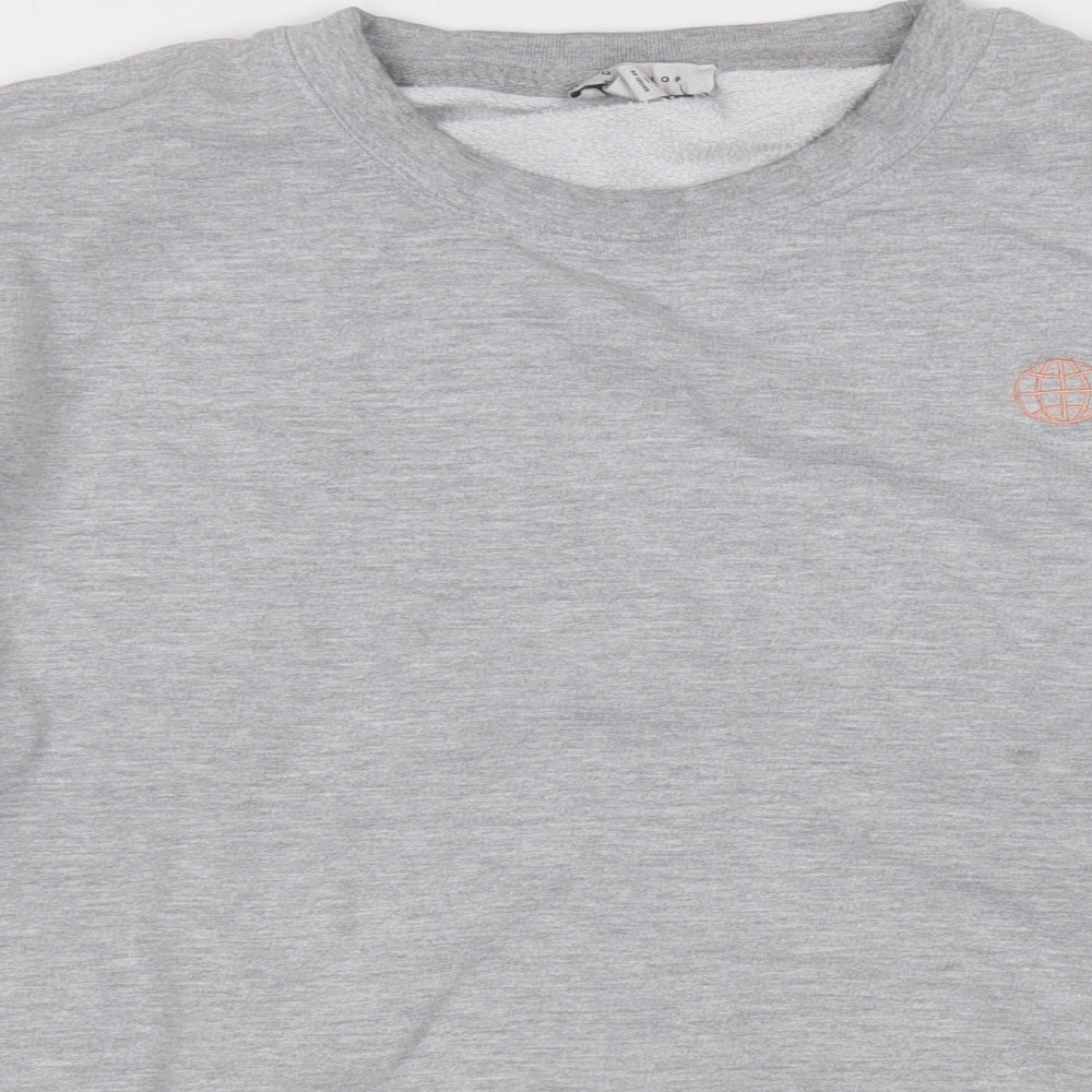 Topshop Womens Grey  Cotton Pullover Sweatshirt Size M