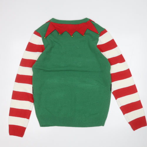 The Christmas Workshop Mens Green Round Neck  Acrylic Pullover Jumper Size M