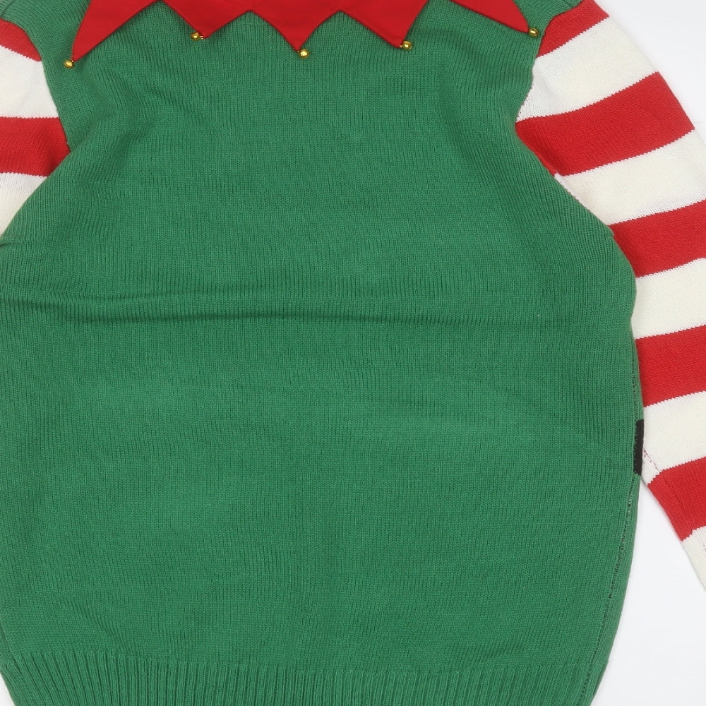 The Christmas Workshop Mens Green Round Neck  Acrylic Pullover Jumper Size M
