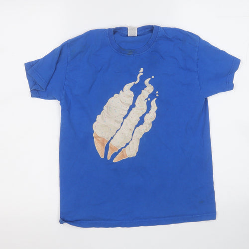 Fruit of the Loom Boys Blue  Cotton Basic T-Shirt Size 9-10 Years Round Neck