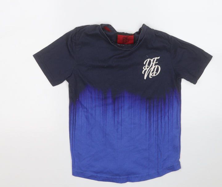 DFND Boys Blue Polyester Basic T-Shirt Size S Round Neck