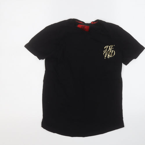 DFND Boys Black  Cotton Basic T-Shirt Size 11-12 Years Round Neck