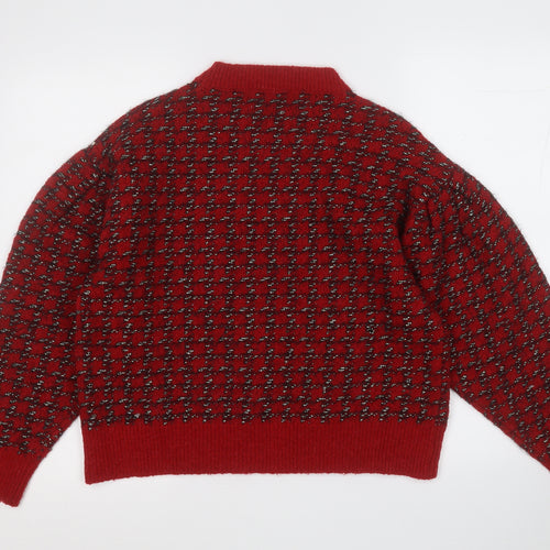 MNG Womens Red Round Neck  Acrylic Pullover Jumper Size S