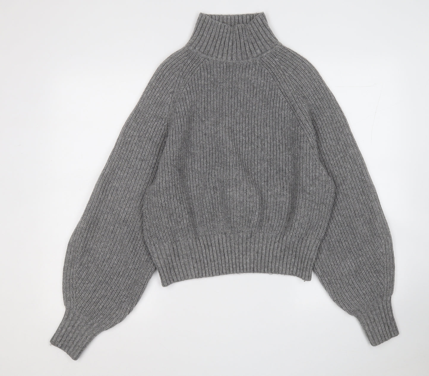 H&M Womens Grey High Neck  Polyester Pullover Jumper Size M