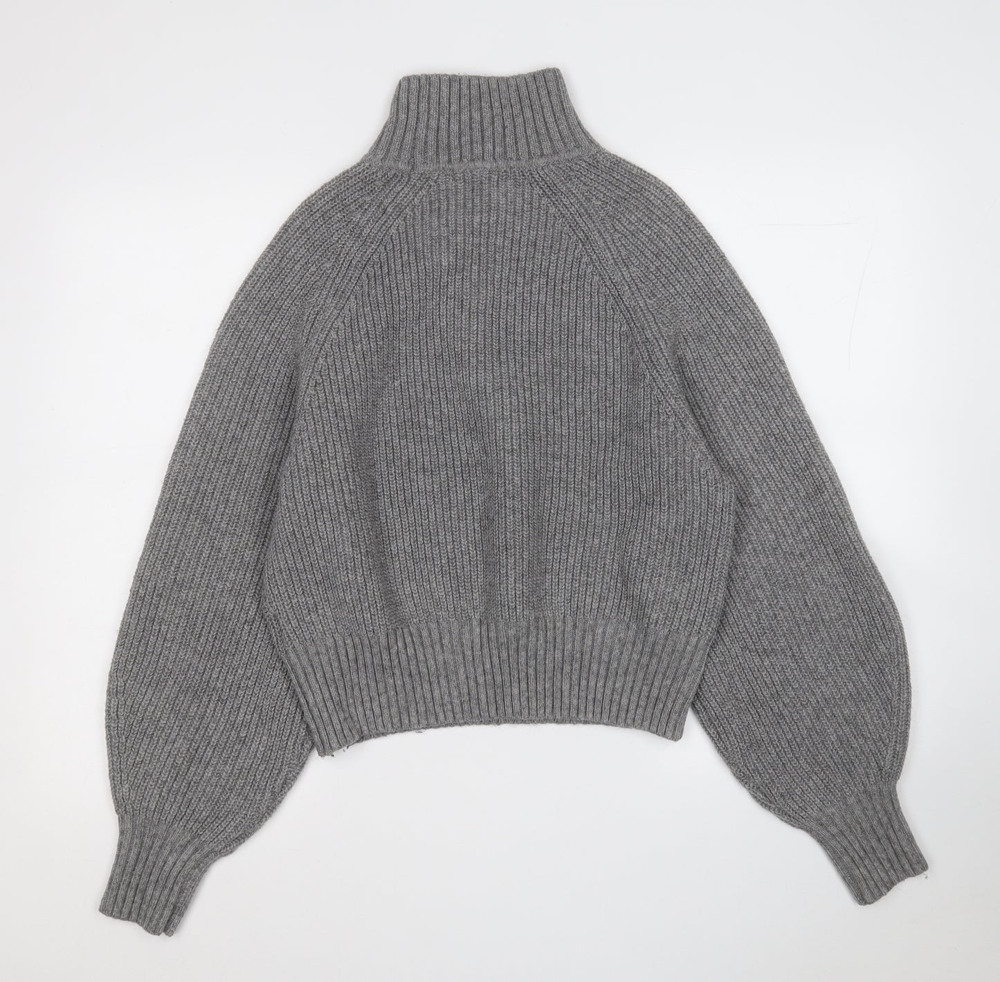 H&M Womens Grey High Neck  Polyester Pullover Jumper Size M