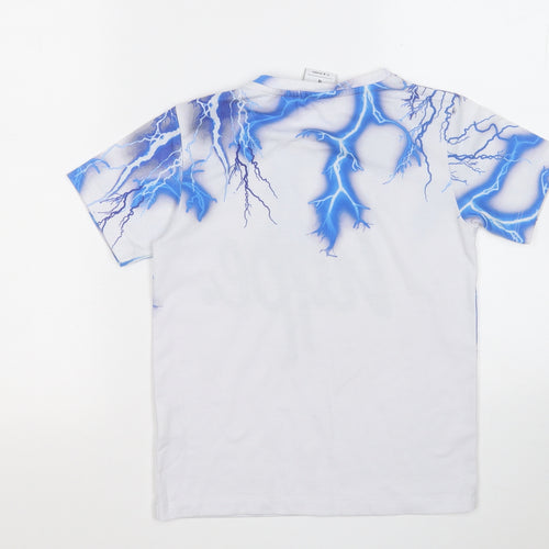 Hype Boys White Geometric Polyester Basic T-Shirt Size 7-8 Years Round Neck