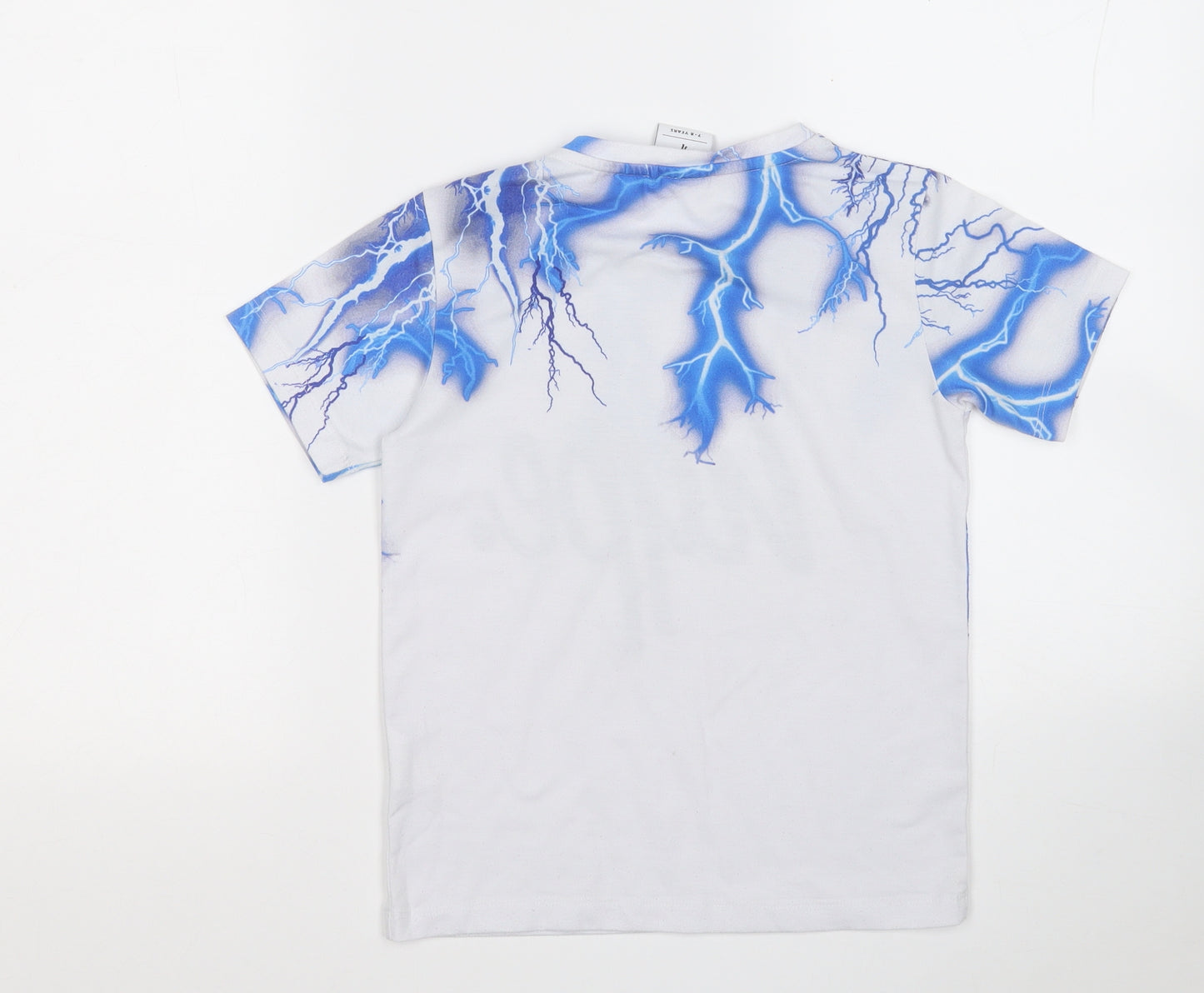 Hype Boys White Geometric Polyester Basic T-Shirt Size 7-8 Years Round Neck