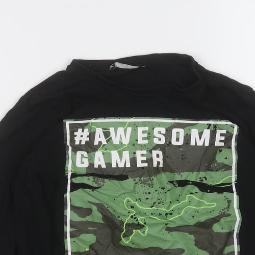 Pep&Co Boys Black  Cotton Basic T-Shirt Size 9-10 Years Round Neck  - Awesome Gamer