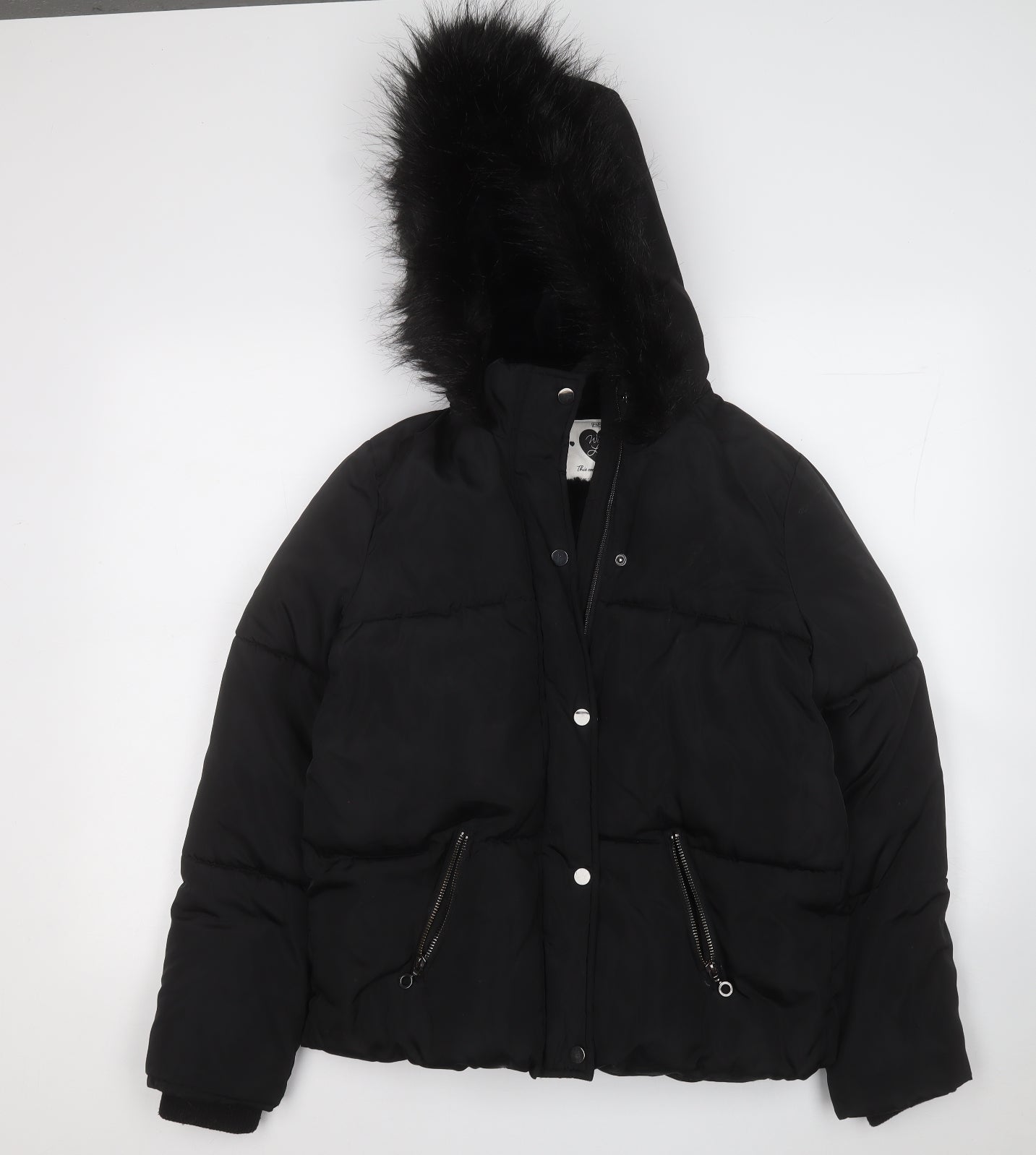 F&F Girls Black   Puffer Jacket Coat Size 12-13 Years