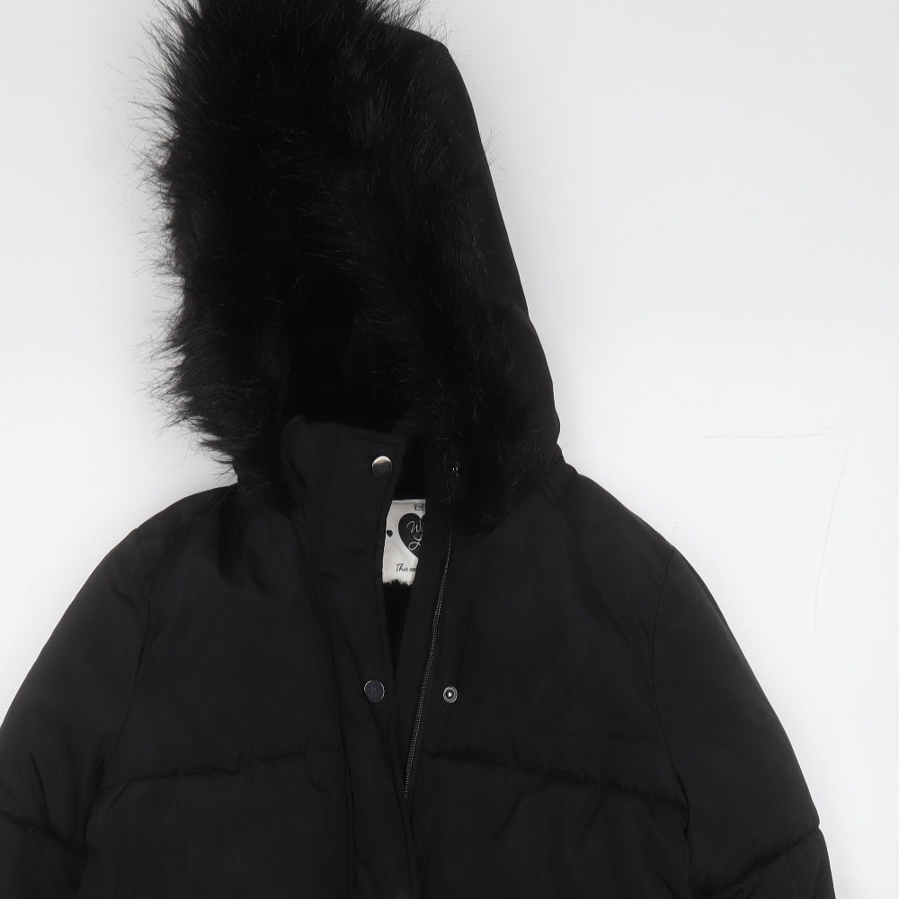 F&F Girls Black   Puffer Jacket Coat Size 12-13 Years