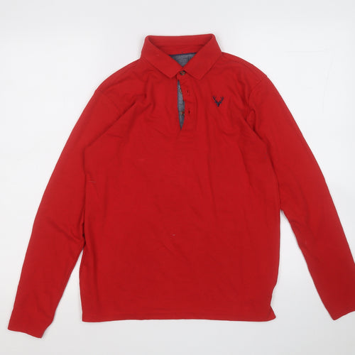 Dunnes Stores Boys Red  Polyester Basic Polo Size L Collared