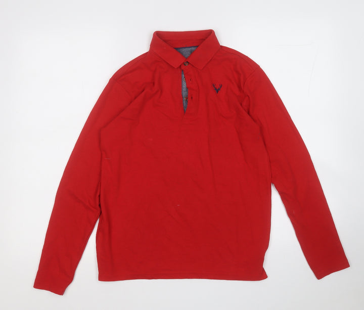 Dunnes Stores Boys Red  Polyester Basic Polo Size L Collared