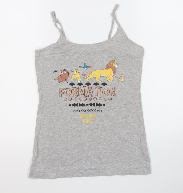 love to lounge  Womens Grey  Cotton Basic Tank Size 6 Round Neck - Lion King