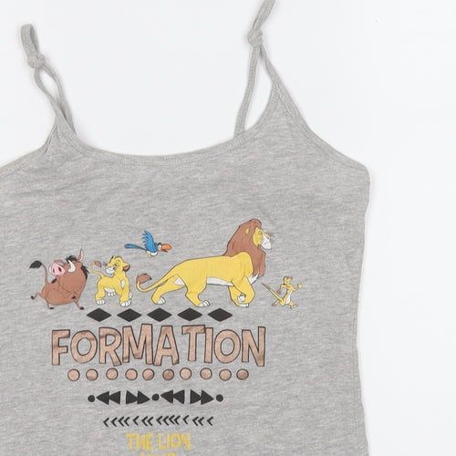 love to lounge  Womens Grey  Cotton Basic Tank Size 6 Round Neck - Lion King