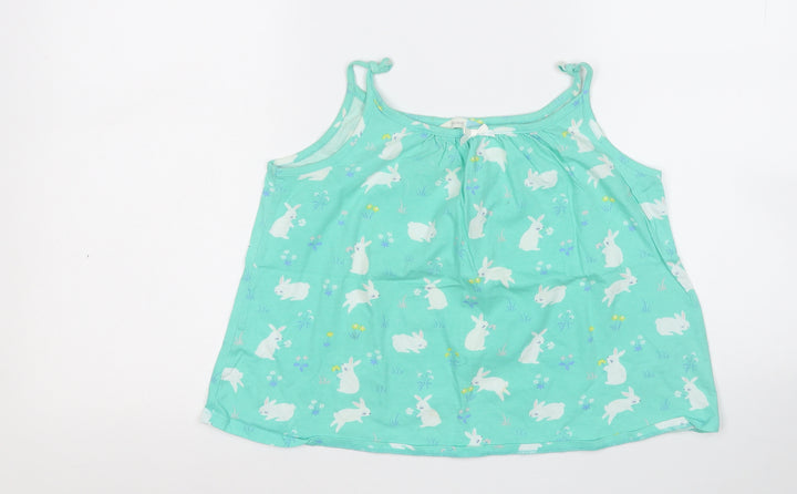 John Lewis Girls Green Geometric Cotton Basic Tank Size 10 Years Round Neck  - Rabbit
