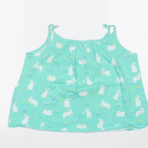 John Lewis Girls Green Geometric Cotton Basic Tank Size 10 Years Round Neck  - Rabbit