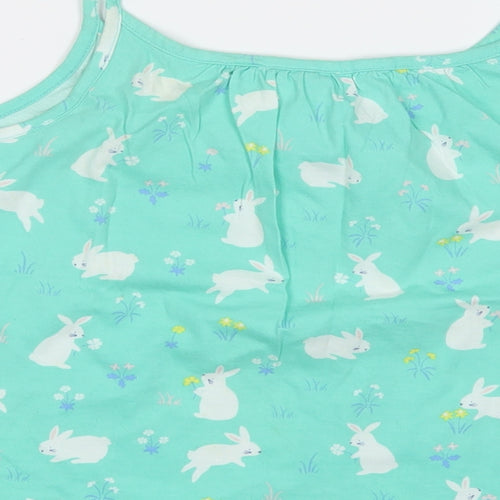 John Lewis Girls Green Geometric Cotton Basic Tank Size 10 Years Round Neck  - Rabbit