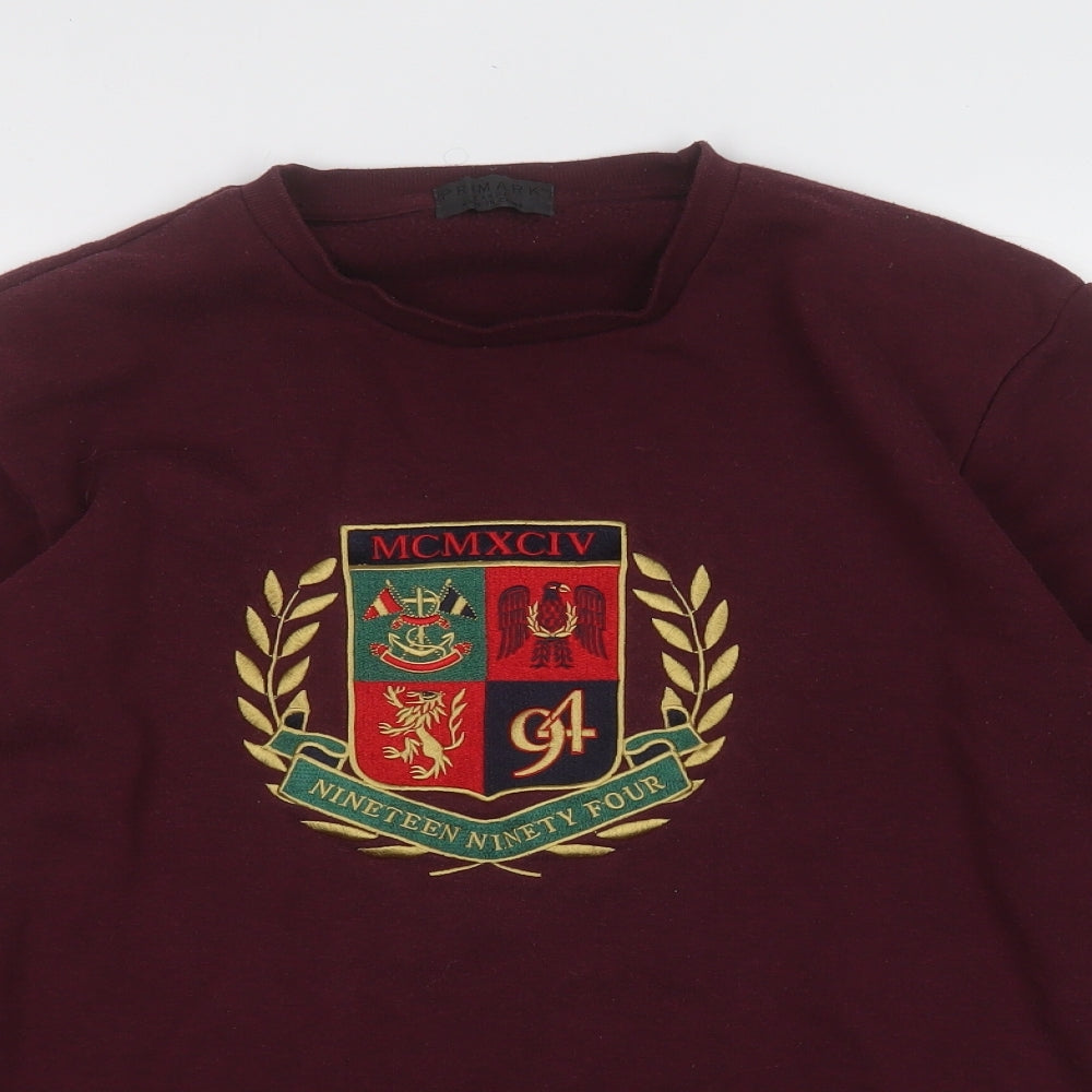Primark Mens Red  Polyester Pullover Sweatshirt Size L