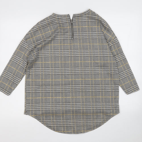 Primark Womens Yellow Round Neck Plaid Polyester Pullover Jumper Size 10
