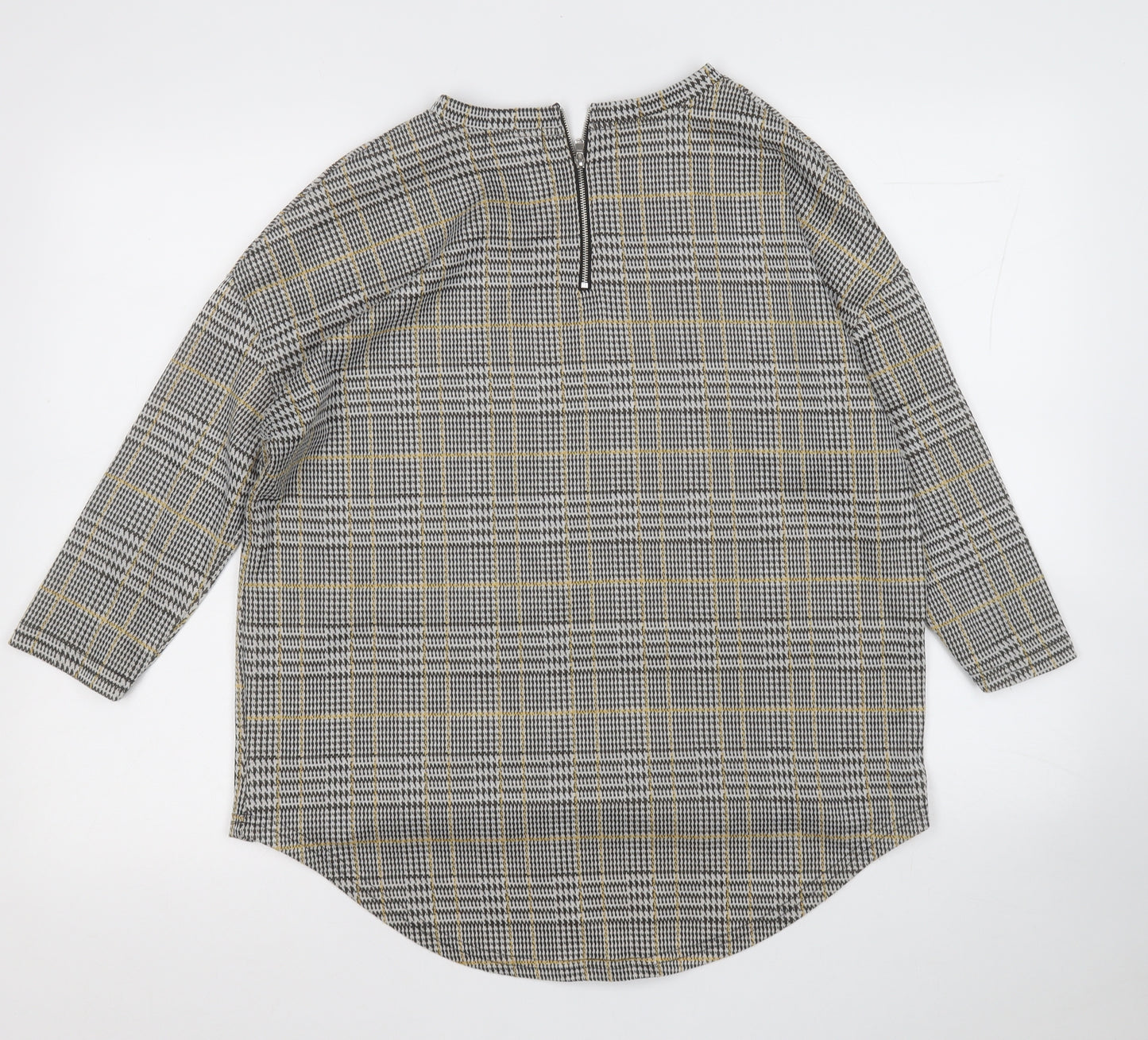 Primark Womens Yellow Round Neck Plaid Polyester Pullover Jumper Size 10