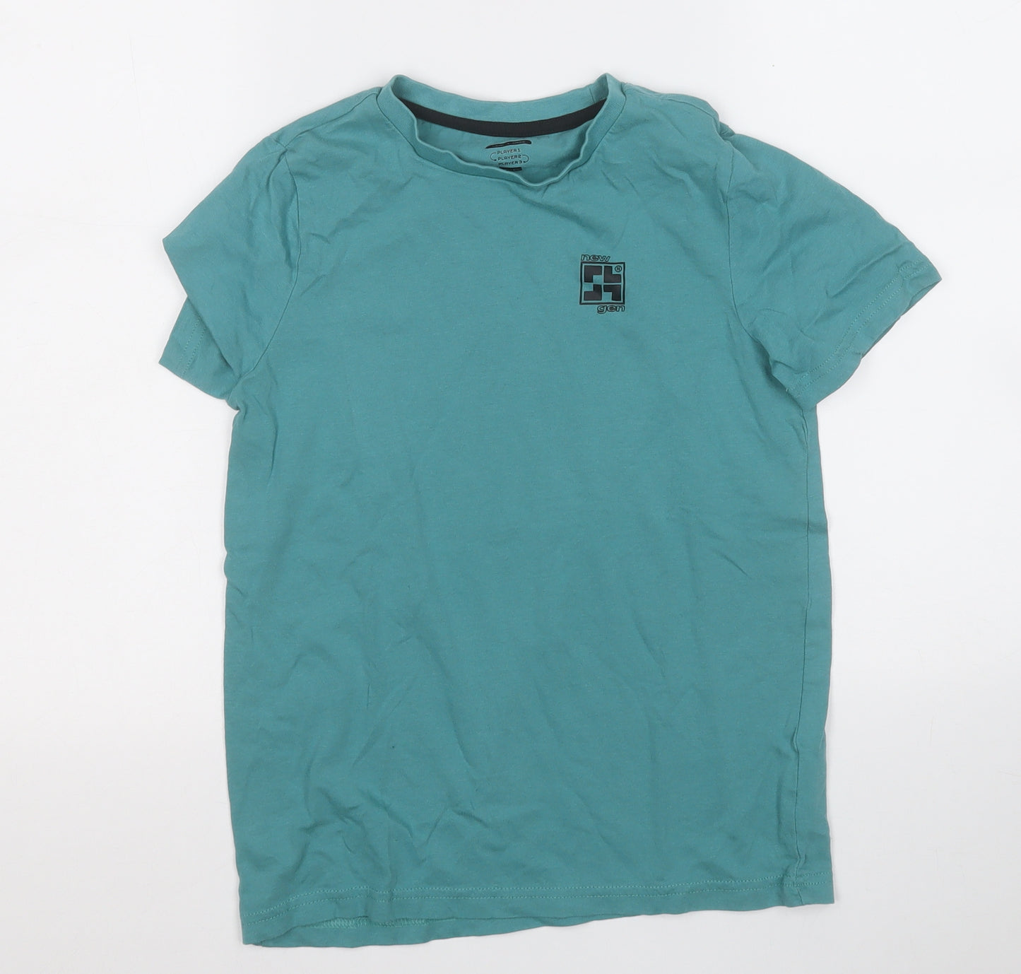 F&F Boys Blue  Cotton Basic T-Shirt Size 9-10 Years Round Neck