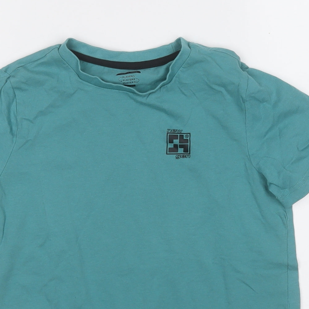 F&F Boys Blue  Cotton Basic T-Shirt Size 9-10 Years Round Neck