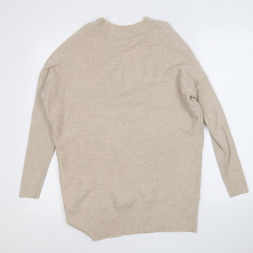F&F Womens Beige V-Neck  Viscose Pullover Jumper Size 10