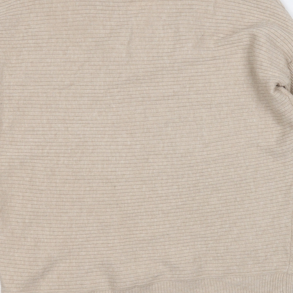 F&F Womens Beige V-Neck  Viscose Pullover Jumper Size 10
