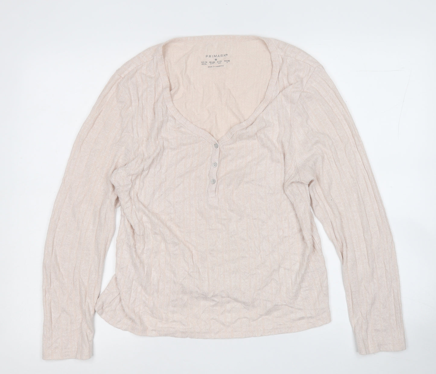 Primark Womens Pink V-Neck  Viscose Pullover Jumper Size 12
