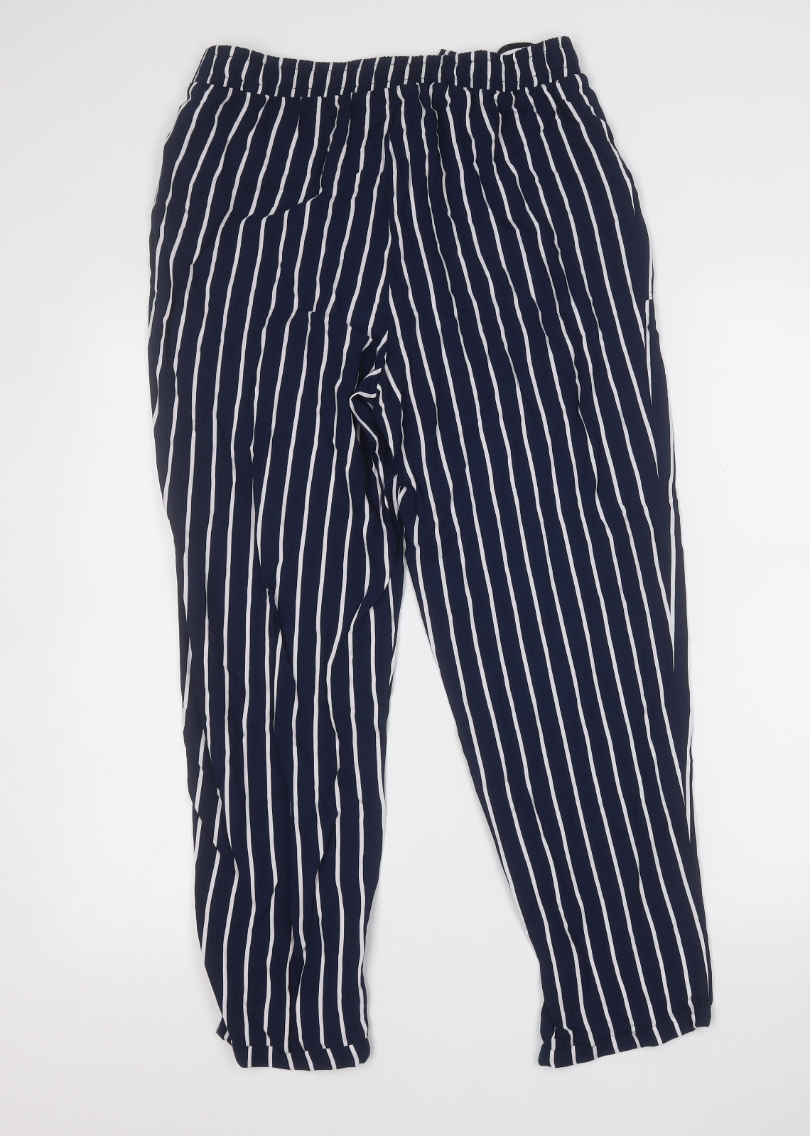 Primark Womens Blue Striped Viscose Sweatpants Trousers Size 12 L25 in Regular