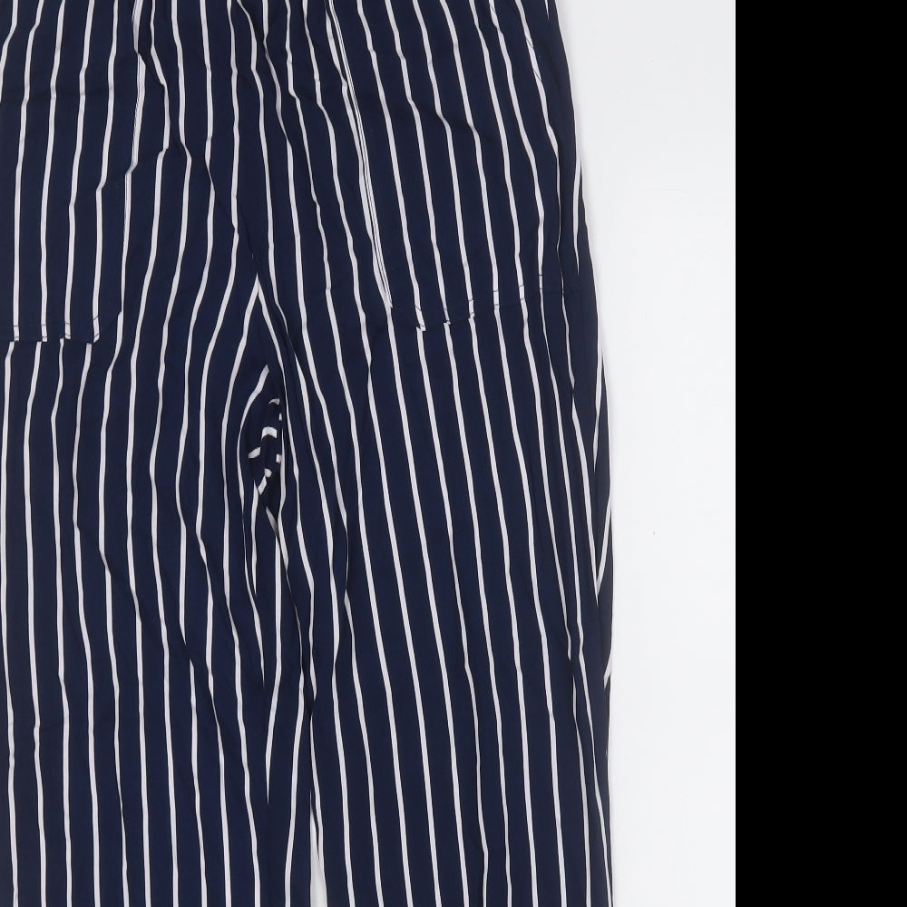 Primark Womens Blue Striped Viscose Sweatpants Trousers Size 12 L25 in Regular