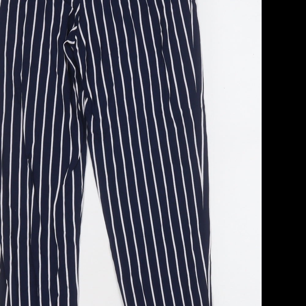 Primark Womens Blue Striped Viscose Sweatpants Trousers Size 12 L25 in Regular