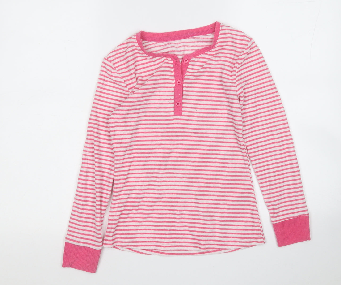 Dunnes Stores Girls Pink Striped Polyester Basic T-Shirt Size 9-10 Years Round Neck