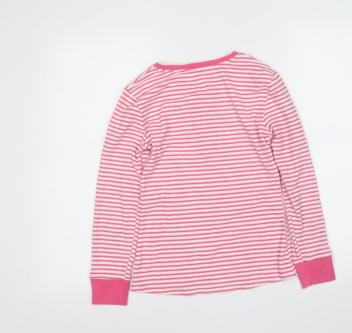 Dunnes Stores Girls Pink Striped Polyester Basic T-Shirt Size 9-10 Years Round Neck