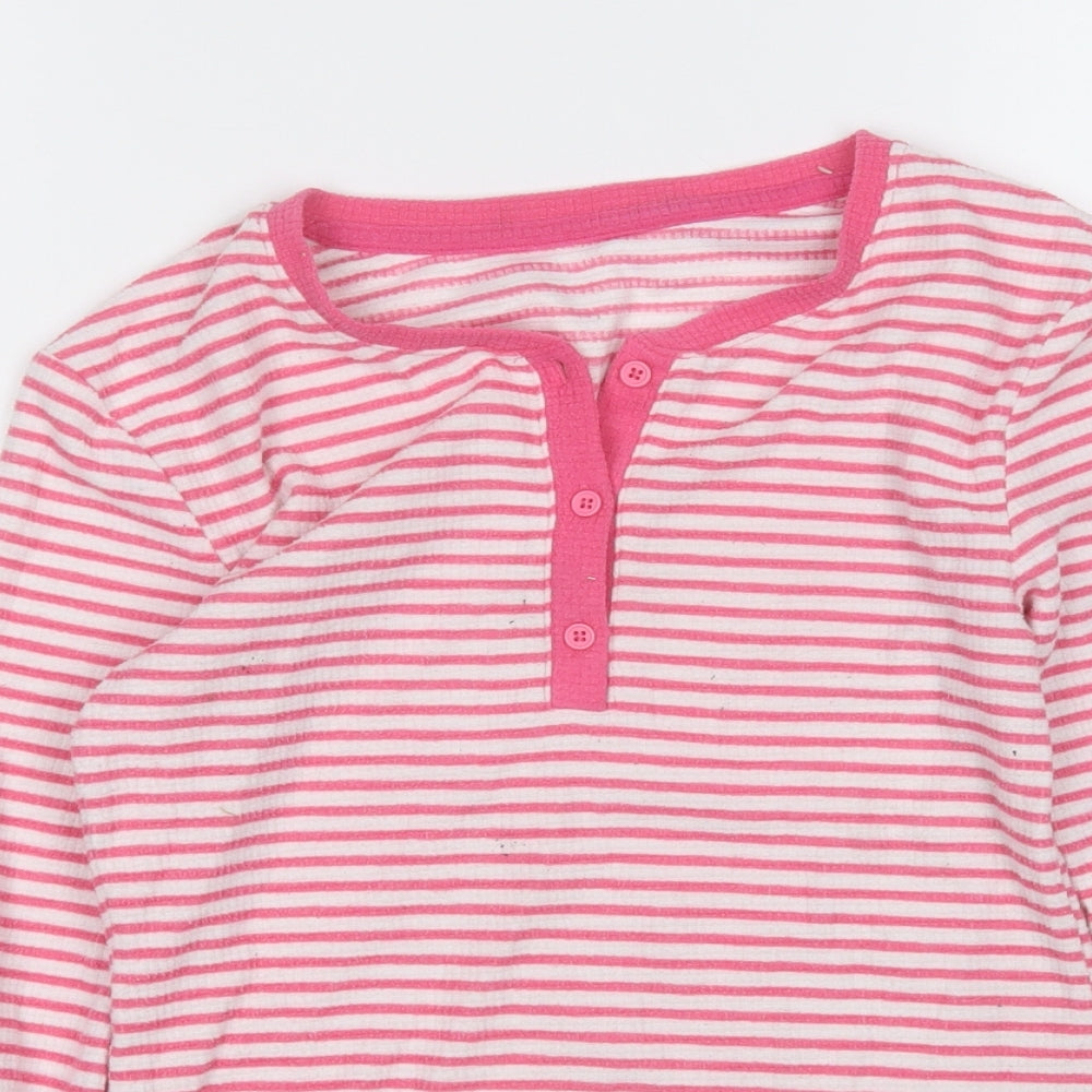 Dunnes Stores Girls Pink Striped Polyester Basic T-Shirt Size 9-10 Years Round Neck