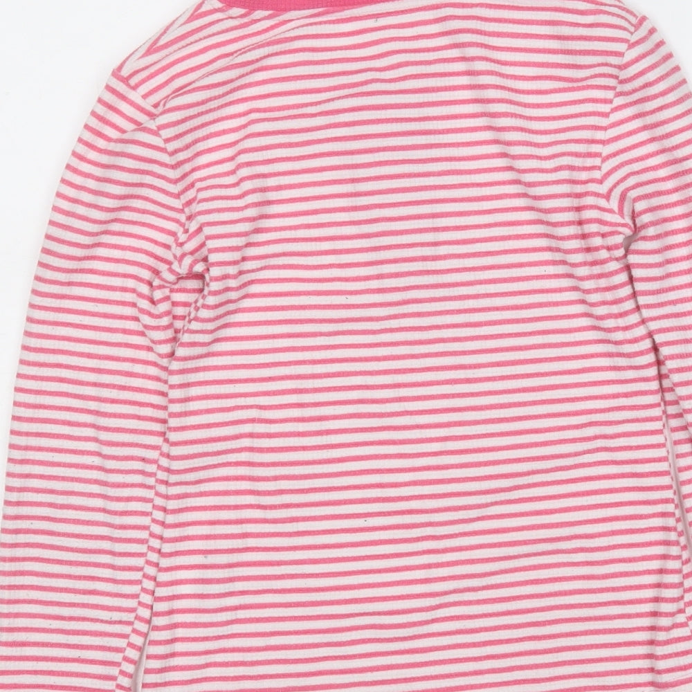 Dunnes Stores Girls Pink Striped Polyester Basic T-Shirt Size 9-10 Years Round Neck