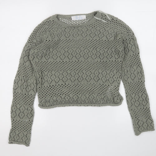 Primark Womens Green Round Neck  Polyester Pullover Jumper Size 6