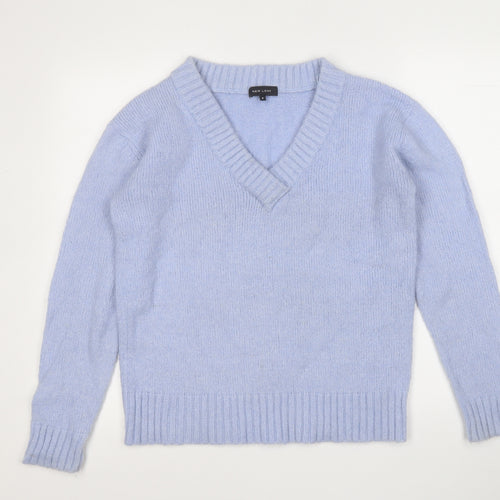 NEXT Womens Blue V-Neck  Acrylic Pullover Jumper Size 8