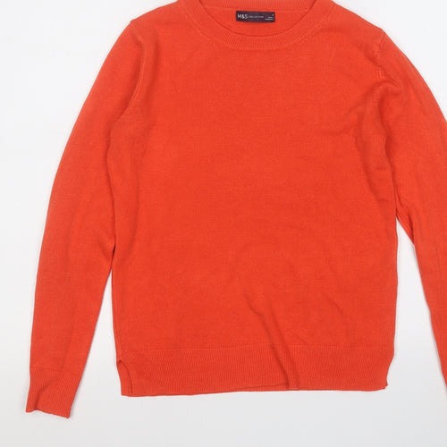 Marks and Spencer Womens Red Round Neck  Acrylic Pullover Jumper Size 8