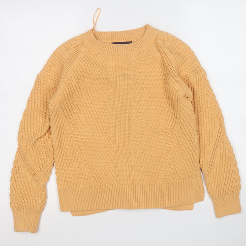 Marks and Spencer Womens Yellow Round Neck  Cotton Pullover Jumper Size S