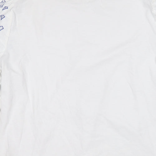 Gallery Womens White Geometric Cotton Basic Polo Size M Round Neck