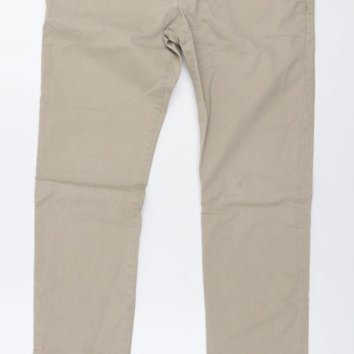All Saints Mens Beige  Cotton Chino Trousers Size 28 in L30 in Slim Button