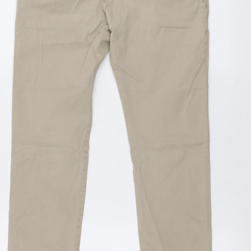 All Saints Mens Beige  Cotton Chino Trousers Size 28 in L30 in Slim Button